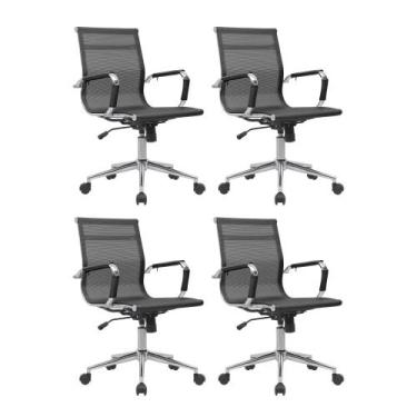 Imagem de Cadeira Escritório Diretor Eames em Tela - Preta - Inova Office, 4 Cad