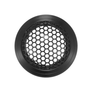 Imagem de ACROPIX Capa universal para grade de alto-falante de carro de 3,8 cm, redonda, 3,5 polegadas, capa protetora para subwoofer, liga de alumínio, preto, pacote com 1