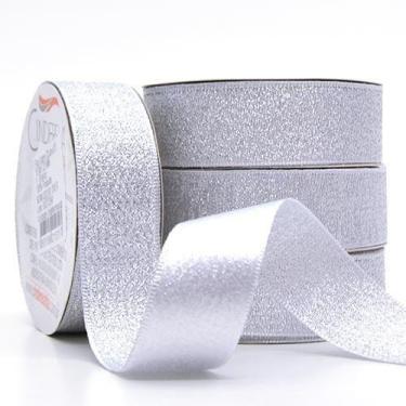 Imagem de Fita de Cetim Com Lurex Prata Nº 05 22mm Com 10 Metros - Cinderela, BR
