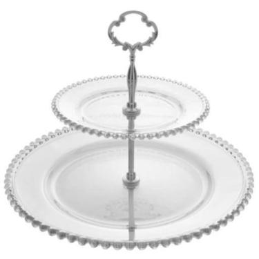 Imagem de Prato Duplo De Cristal Suporte Doces 2 Andares Wolff 35212 - Rojemac