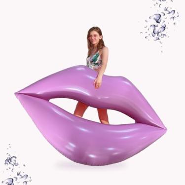 Imagem de Boia de piscina grande e divertida – lábios rosa gigantes flutuantes para piscina 188 cm x 163 cm grande espreguiçadeira de água tamanho adulto lindos acessórios de impressão de boca inflável