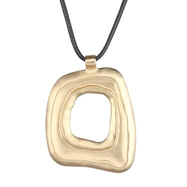 Imagem de JAOYU Colares boêmios para mulheres, colar de couro, colar de madeira, pingente longo, marrom, colar, círculo, boêmio, hippie, joia, Couro sintético, Sem Pedra Preciosa