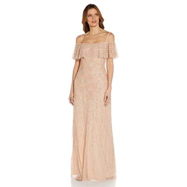 Imagem de Adrianna Papell Vestido feminino com babados e miçangas, Blush, 44