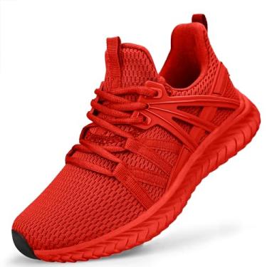 Imagem de Abboos Tênis feminino slip on com espuma de memória, tênis esportivo leve para caminhada, academia, corrida, tamanho vermelho 6