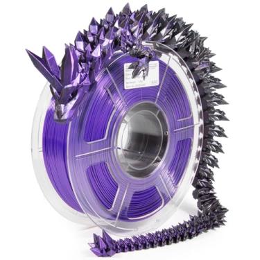 Imagem de iSANMATE Filamento de impressora 3d, filamento pla Filamento de duas cores de 1,75 mm, filamento coextrudado pla de seda brilhante, filamento de impressão 3d pla mágico, 1 kg/carretel (preto