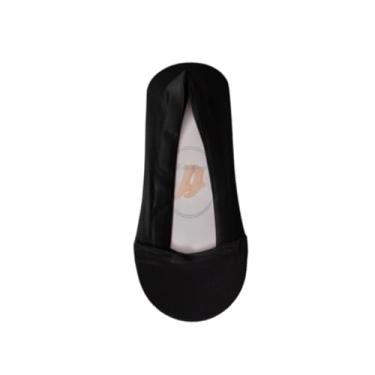 Imagem de chanstore 3 pares - Meias femininas de verão finas e rasas de seda de silicone antiderrapante com fundo de algodão puro invisível - preta-T016 Seda verdadeira