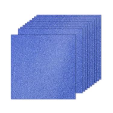 Imagem de PATIKIL 10 folhas de papel cartolina azul escuro com glitter, 25,4 x 25,4 cm, 250 g/m², papel quadrado brilhante, para artesanato, cartões, projetos de arte faça-você-mesmo, festas de casamento