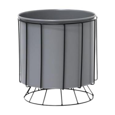 Imagem de FLCPJGV Suporte de metal para plantas, vaso de plantas com suporte, mesa, vaso de flores, vaso de plantas, vaso de chão , Gey