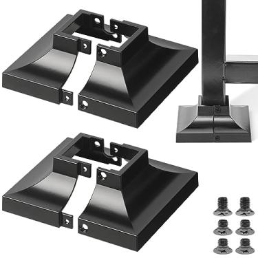 Imagem de WOWACE Base de Cobertura de Poste de Deck de Liga de Alumínio (Poste de 1,5" X 1,5" Base de 4,5" X 4,5"), para Corrimão, Escada, Saia de Cobertura de Poste de Corrimão de Deck (Pacote com 2 - Preto)