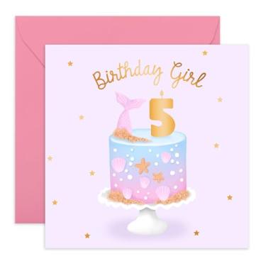 Imagem de Central 23 - Cartão de aniversário de menina fofa - aniversário de 5 anos - "Birthday Girl" - Cartões de aniversário doces para ela - Cartão de aniversário ideal para crianças - Vem com adesivos fofos