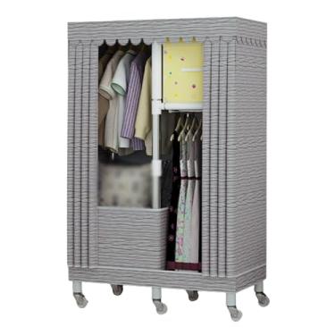Imagem de Guarda-roupa Armário de guarda-roupa portátil sobre rodas armário de pé grande capacidade armário de armazenamento de roupas móveis organizador de armazenamento armário