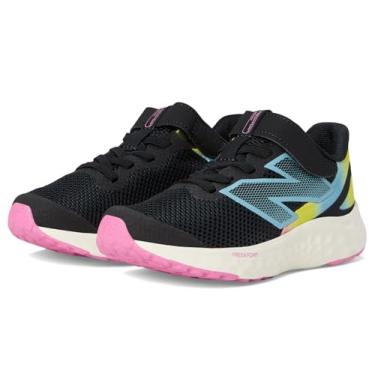 Imagem de New Balance Tênis de corrida unissex infantil Fresh Foam Arishi V4 elástico com alça superior, Preto/rosa real/azul cromado, 1.5 X-Wide Little Kid