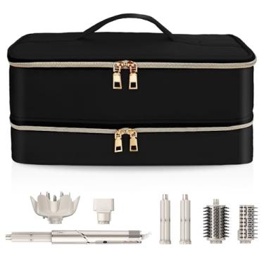 Imagem de NENYX Estojo de viagem de camada dupla resistente à água para secador de cabelo/Shark Flexstyle/Dyson Airwrap e acessórios para modeladores de cabelo (apenas bolsa), Jet Black2