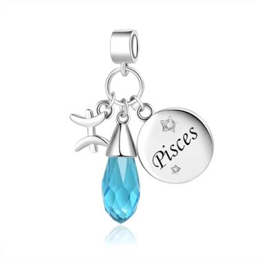 Imagem de MiiFort Pingentes brilhantes do signo do zodíaco para pulseiras Pandora Charms Moments, One Size, Cobre, Sem Pedra Preciosa