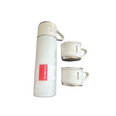 Imagem de Garrafa Térmica Vacuum 500ml Com 3 Xícaras Café Camping Chá - SHOPPING