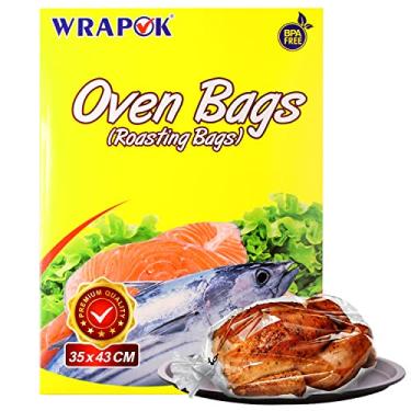 Imagem de WRAPOK Bolsas de assar para forno de peru sem bagunça para carne de frango, presunto de carne, aves de capoeira, frutos do mar, vegetais, Clear, 14 x 17 Inch, 1