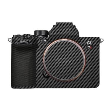 Imagem de JERXTTON Adesivo de capa de câmera antiarranhões para Sony Alpha A7RV A7R5 A7RM5 protetor de película de vinil para decoração protetora (fibra de carbono preta)