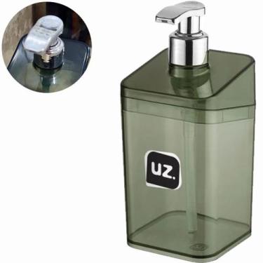 Imagem de Porta Sabonete Líquido Slim Preto Translucido 500ml Acrílico Pia Banhe