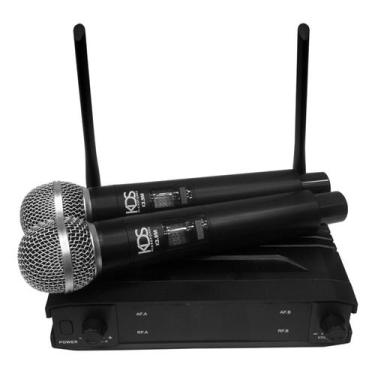 Imagem de Microfone Profissional De Mão Duplo Sem Fio Kds392m - Kds, Preto
