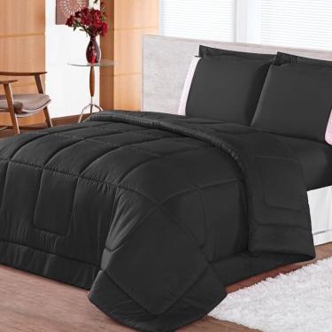 Imagem de Kit Edredom 03 Peças de Casal Queen 100% Poliéster - Preto
