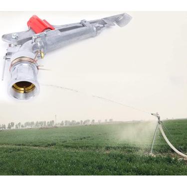 Imagem de YIYIBYUS Aspersor de pistola de irrigação de 5 cm, 65-80 m de área de impacto grande 360° Aspersor de água ajustável para irrigação por aspersão agrícola em grande escala em fazendas (5 cm)