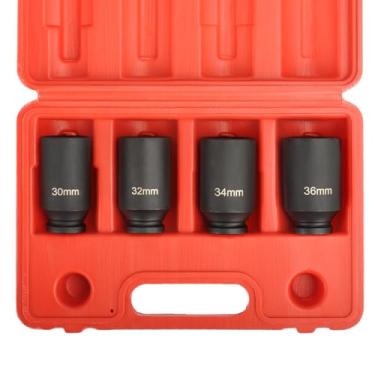 Imagem de higehio Conjunto de soquetes de impacto de 12 pontos de acionamento de 1/2 polegada, conjunto de soquetes profundos, porca de eixo métrico, conjunto de soquetes de impacto de 30 mm, 32 mm, 34 mm, 36