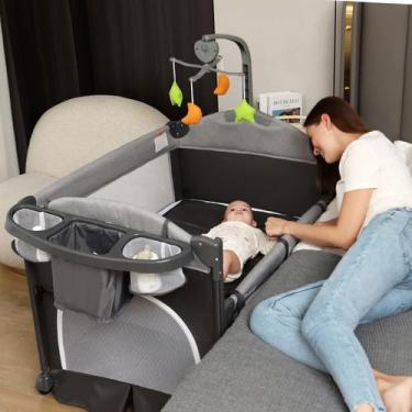 Imagem de Berço de Cabeceira Zdolmy 4 em 1 com Trocador para Bebês