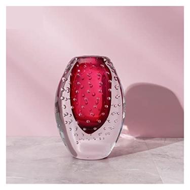 Imagem de Vaso Moderno grosso imitação de cristal personalidade criativa bolha brilhante vermelho transparente vaso vidro cristal sala estar mesa vaso flor Vaso de flores(Pequeno)