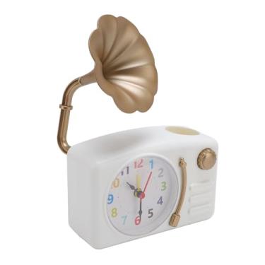 Imagem de Despertador de Gramofone Vintage Relógio de Mesa retrô para Decoração de Escritório Doméstico (Branco)