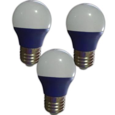Imagem de Lâmpada De Led Bolinha E27 3w Bivolt Azul Sadokin Kit C/ 3