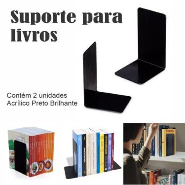 Imagem de Bibliocanto Suporte Apoio Livro Aparador Lateral Par Preto - INDÚSTRIA