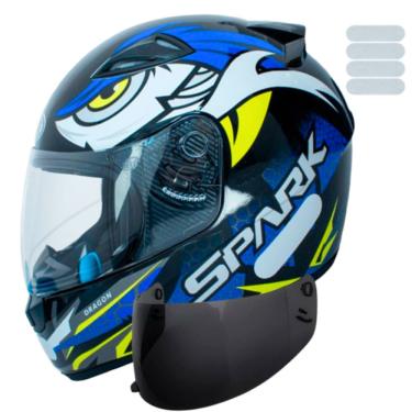 Imagem de Capacete Dragon Azul Ebf Masculino Com Viseira Fumê e Adesivo Extra