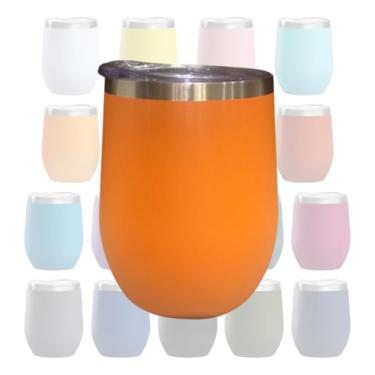 Imagem de Caneca Copo Térmico Aço Inox 360ml Para Cerveja Café Bebida Chopp Chá Vinho Leite Água Mini Cuia Com Tampa Antigotejamento Anti-vazamento (Laranja)