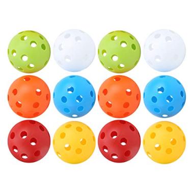 Imagem de Bolas ocas de golfe Airflow Treinamento Leve Plástico Prática Bolas para Uso Indoor Outdoor Vermelho Amarelo Azul Branco Verde 72MM 12 Pack
