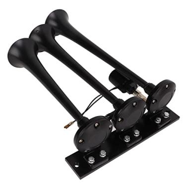 Imagem de 135dB Black Trumpet Air Horn, Alumínio Liga Alto CHINTA DE AR ​​AR, DC 12V PARA CURCHS BARCOS ITEIROS, INSTALA PERSONALIZADA E FÁCIL