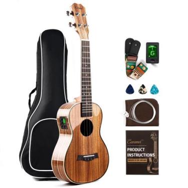 Imagem de Ukulele Caramel CT103 Zebrawood Tenor Electric de Alto Brilho