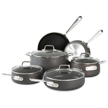 Imagem de Conjunto de Panelas e Frigideiras Antiaderentes de Aço Anodizado, 10 Peças, ALL CLAD E785SC64, Cinza