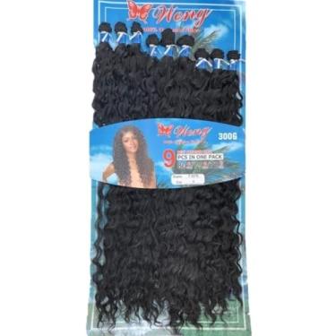 Imagem de Weng Cabelo Orgânico, 9 Telas de 80cm, 300g, Fibra 100% Orgânica, Ondulado Natural, Preto