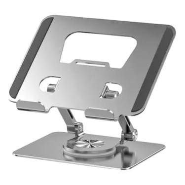Imagem de Suporte para Notebook Alumínio Ajustável Base Giratória 360º Apoio Dobrável Laptop até 17 Polegadas Resistente Estável Ergonômico Articulado Portátil de Mesa em Metal