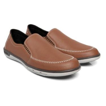 Imagem de Mocassim Masculino Casual Sapatilha Linha Conforto Cor Marrom Claro - 