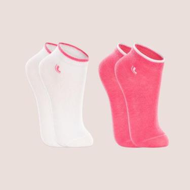 Imagem de Kit 2 Pares Meia Kids Lupo Cano Curto Unisex Original, Branco, Rosa, 2