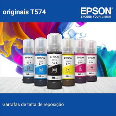 Imagem de Kit com 6 Refil de Tinta Original T574 L8050 L-8050 L18050 - Preto/cyan/magenta/yellow/Magenta claro /cyan claro