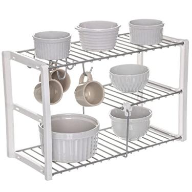 Imagem de Rack Organizador de Objetos Multifunções para Armário Aramado Metalic com Branco
