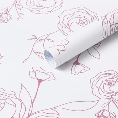 Imagem de Papel de parede Safiyya 10m x 44cm Rosa Floral Peel and Stick Vinil