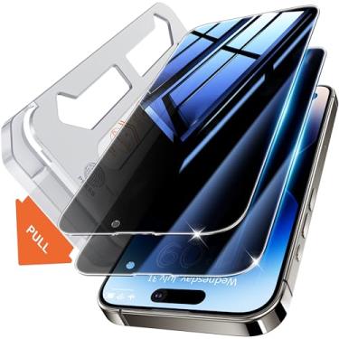 Imagem de Tentoki Película de privacidade para iPhone 14 Pro Max de 6,7 polegadas [eliminação automática de poeira] [Antiespião real de 25°] Película de vidro temperado privada, [2 unidades]