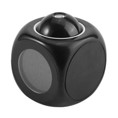 Imagem de Relógio Despertador Digital com Projeção, LED, Temperatura e Voz, 8x8x8cm, Preto