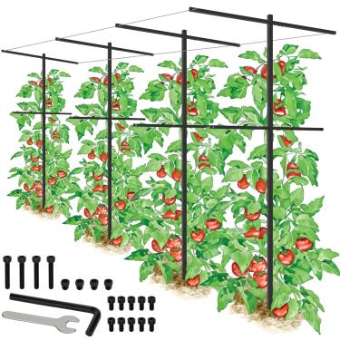 Imagem de HEYTIMI 4 Peças De Estacas Removíveis Para Vinhedo, Conjunto Treliças Framboesa Jardim 7 Pés, Altas Videiras, Suporte Plantas Metal Áreas Externas, Trepadeiras, Vegetais E Frutas