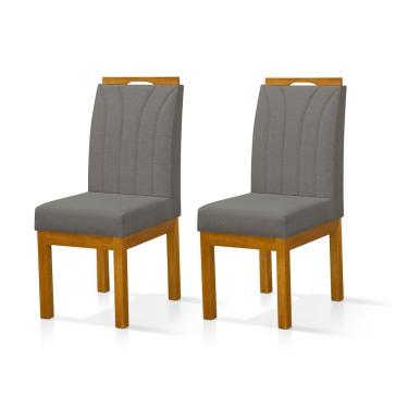 Imagem de Conjunto 2 Cadeira para Sala de Jantar Portinari  Pês Madeira Maciça Redenobre Cor: Cinza Escuro
