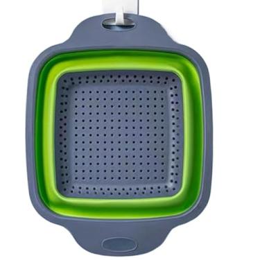 Imagem de Escorredor De Silicone Dobrável Quadrado Retrátil Macarrão Legumes Verduras Frutas Multiuso Universal 18.7CM E 21.5CM (18X7cm)