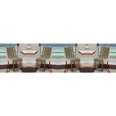 Imagem de Jogo 04 Cadeiras De Jantar Estofada Cozinha Paris Suede Bege Do Lar Móveis